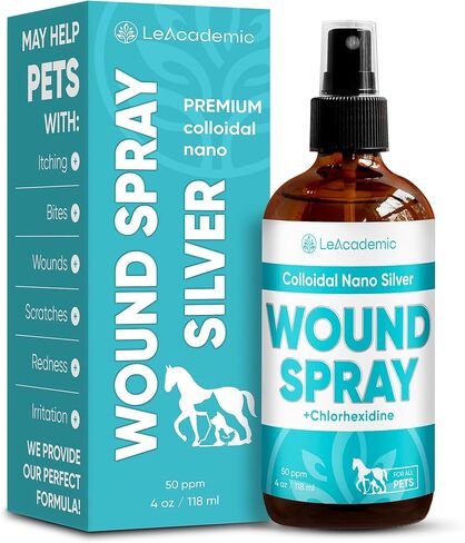 Pet Wound Drops | Dog Wound Drops | Cat Wound Drops | Colloidal Silver for Pets | Chlorhexidine for Cats | Pet Wound Care for Dogs, Cats, Rabbits | Dog Wound Wash | Cat Wound Care | 2 Oz in Saudi Arabia