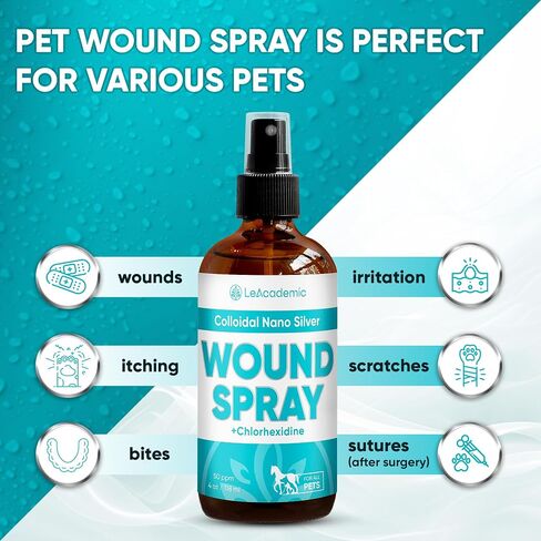 Pet Wound Drops | Dog Wound Drops | Cat Wound Drops | Colloidal Silver for Pets | Chlorhexidine for Cats | Pet Wound Care for Dogs, Cats, Rabbits | Dog Wound Wash | Cat Wound Care | 2 Oz in Saudi Arabia