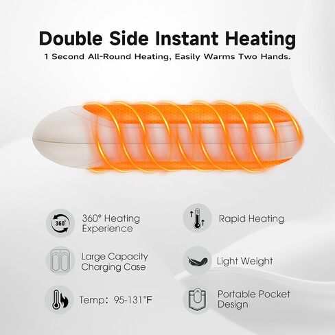 AI Hand Warmers Rechargeable 2 Pack with Charging Case, 14000mAh Electric Hand Warmers, AI Smart Chips Safe Heat, Gifts for Christmas, Outdoor, Golf, Hunting, Camping Accessories - Black in Saudi Arabia