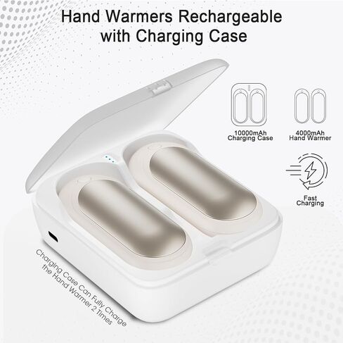 AI Hand Warmers Rechargeable 2 Pack with Charging Case, 14000mAh Electric Hand Warmers, AI Smart Chips Safe Heat, Gifts for Christmas, Outdoor, Golf, Hunting, Camping Accessories - Black in Saudi Arabia