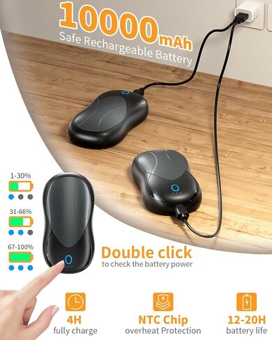 Hand Warmers Rechargeable 2 Pack Magnetic, 10000mAh Electric Hand Warmers, Smart Chips 20Hrs Long Safe Pocket Heater, Portable, Reusable, Gifts for Christmas, Camping Accessories in Saudi Arabia