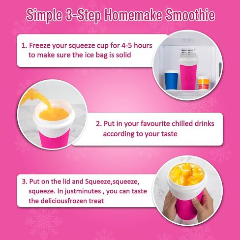 Slushie Maker Cup - Magic Slushy Maker Squeeze Cup, Portable Smoothie Squeeze Cup for Juices, Milk and Ice Cream Make, Double Layers Silica Cup with Lid & Straw for Friends, Family Gifts (WhiteBlue) in Saudi Arabia