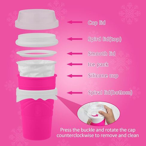 Slushie Maker Cup - Magic Slushy Maker Squeeze Cup, Portable Smoothie Squeeze Cup for Juices, Milk and Ice Cream Make, Double Layers Silica Cup with Lid & Straw for Friends, Family Gifts (WhiteBlue) in Saudi Arabia