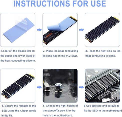 NVMe M.2 2280 SSD Heatsinks Cooler kit, 4pcs Thermal Conductive Silicone Pads Soft Safe + 4pcs M.2 SSD heatSink with Mounting Screws Screwdriver Kit in Saudi Arabia