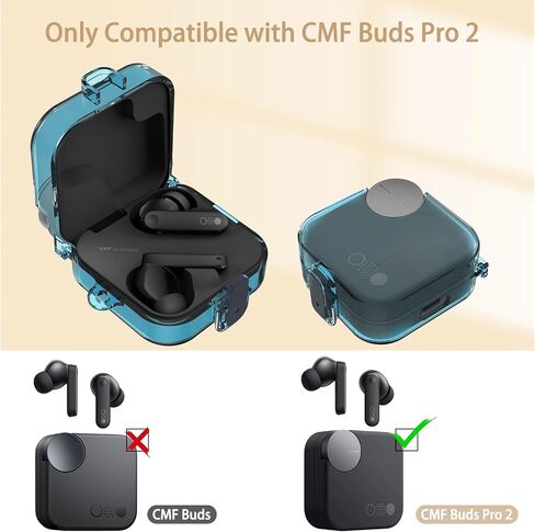 [قفل آمن] حافظة شفافة لغطاء حافظة CMF Buds Pro 2، حافظة سماعات أذن واقية ناعمة من مادة TPU، متوافقة فقط مع CMF Buds Pro 2، حافظة سماعات الرأس مع مجموعة ملحقات حلقة تسلق (شفاف) in Kuwait