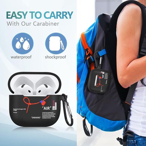 CompatibBarn Elevenle with AirPods 4 Case with Keychain Hot Sports Shoes Brand Creative Painted Soft Cover [Active Noise Cancellation] for AirPods 4th Generation 2024 Released in Kuwait