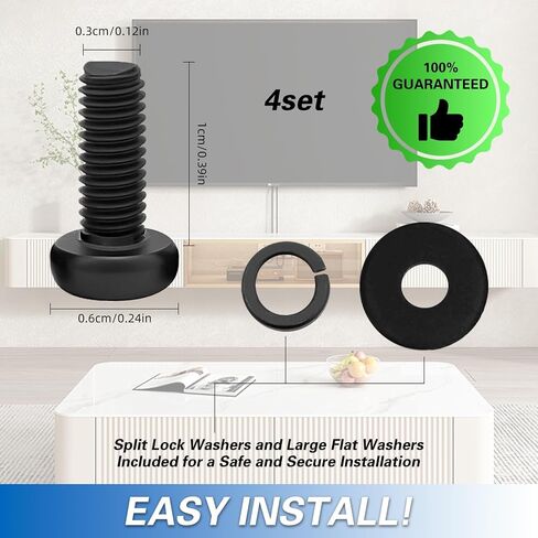 M4 10mm Replacement Screws for VESA -75x75mm/100x100mm Brackets, VESA-TV-Wall Mount Screws Metric Screws & Washers for Mounting Most TV/Monitor Brand (M4/10mm) in Saudi Arabia
