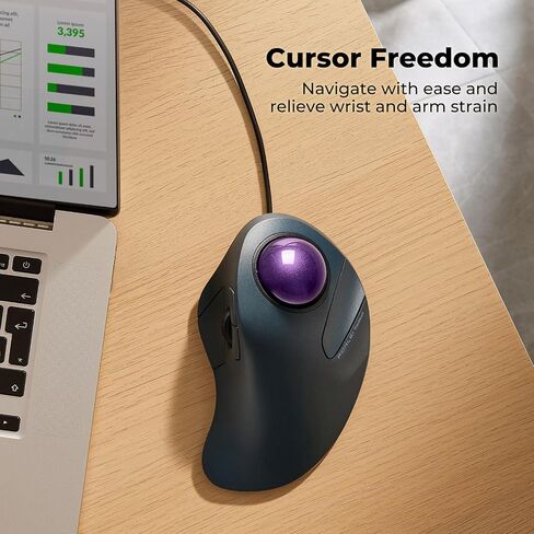 Wired Trackball Mouse, Easy Index Finger Control, Ergonomic Comfort Design Reduces Muscle Strain, Precision and Smooth Tracking, Compatible for PC, Laptop, Windows, Mac-Purple in Saudi Arabia