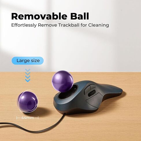 Wired Trackball Mouse, Easy Index Finger Control, Ergonomic Comfort Design Reduces Muscle Strain, Precision and Smooth Tracking, Compatible for PC, Laptop, Windows, Mac-Purple in Saudi Arabia