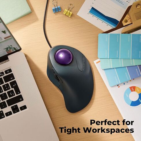 Wired Trackball Mouse, Easy Index Finger Control, Ergonomic Comfort Design Reduces Muscle Strain, Precision and Smooth Tracking, Compatible for PC, Laptop, Windows, Mac-Purple in Saudi Arabia
