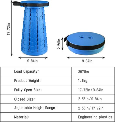 FoldingStool Colorful Stool Body Portable Collapsible Stool Seat Max Load Capacity 397lbs, Telescopic Folding Stools Retractable Stools for Adults Kids Camping Hiking Travel Outdoor BBQ in Saudi Arabia