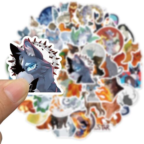 50Pcs Warrior Cats Stickers, Waterproof Cartoon Animal Faces Stickers Colorful Animal Stickers Funny Cats Toy Stickers for Kids Water Bottle Scrapbook Party Supplies (Warrior Cats) in Saudi Arabia