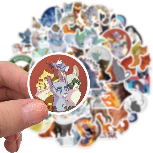 50Pcs Warrior Cats Stickers, Waterproof Cartoon Animal Faces Stickers Colorful Animal Stickers Funny Cats Toy Stickers for Kids Water Bottle Scrapbook Party Supplies (Warrior Cats) in Saudi Arabia
