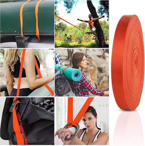 50 Yards Nylon Webbing 1 Inch Nylon Strap Wide Nylon Strapping 148' Heavy Duty Webbing Straps for Bags, Chair, Seatbelt, Backpack, Belt, Pet Leash & Collar, Gear Repair, Outdoor Sports (Breen) in Saudi Arabia