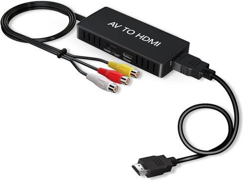 RCA to HDMI Converter, AV to HDMI Converter, 1080P Mini RCA AV Composite Video Audio to HDMI Converter Adapter Supporting PAL/NTSC for TV/Wii/PC/PS 123/ STB/Xbox/VHS/VCR/Blue-Ray DVD Players in Kuwait