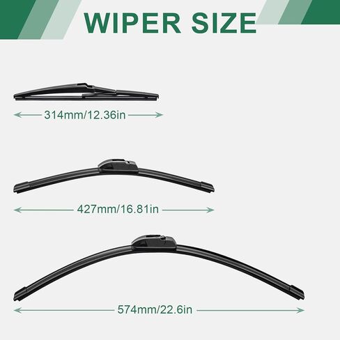 Automotive Replacement Windshield Wiper Blades-22"/21"/11" Silicone Windshield Wiper Blades Replacement for 2021-2014 JEEP Grand Cherokee Wiper Blades(Set of 3) in Kuwait