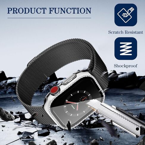 مجموعة من 3 حافظات حماية لشاشة الساعة من Flutesan متوافقة مع Apple Watch Series 10 مقاس 46 مم، حافظة ممتصة للصدمات من الألماس اللامع مدمجة في غطاء واقٍ من الزجاج المقوى بحجر الراين للنساء والرجال in Kuwait