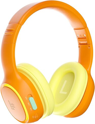Tronsmart KH03 Kids Noise Cancelling Bluetooth Headphones, Safe Volume Control, Wireless Headphones with Light & Microphone, 70H Playtime, Built-in Audio Cable, for School/Travel/Airplane(Orange) in Kuwait