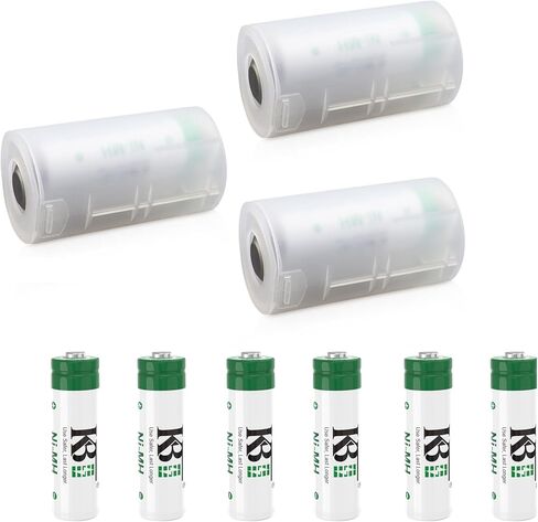 KBT 3 AA in Series to D Size Battery Holder Case Adapter Tube (3.6V /4.5V) with 6 Pack AA 1.2V 1300mAh Ni-MH Rechargeable Batteries in Kuwait