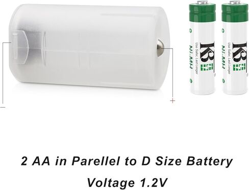 KBT 3 AA in Series to D Size Battery Holder Case Adapter Tube (3.6V /4.5V) with 6 Pack AA 1.2V 1300mAh Ni-MH Rechargeable Batteries in Kuwait