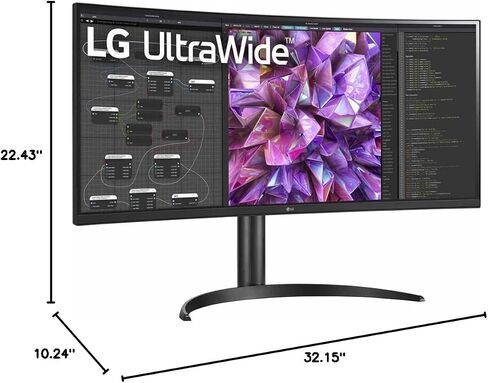 LG 34WQ75C-B.AUS 34" Curved UltraWide™ QHD IPS HDR 10 Built-in-KVM-Monitor with USB Type-C™ & LAN (RJ-45), Black in Saudi Arabia
