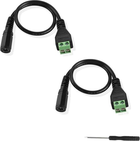 GINTOOYUN 2PCS DC Power Cable,5.5X2.1mm DC Female Plug to Terminal Connector Jack Socket Adapter Power Cable 22AWG for CCTV Security Camera,DVR,LED Strip Light Etc (1x Terminal Screwdriver) in Saudi Arabia