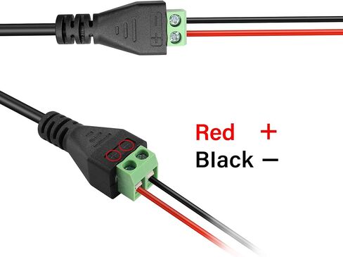 GINTOOYUN 2PCS DC Power Cable,5.5X2.1mm DC Female Plug to Terminal Connector Jack Socket Adapter Power Cable 22AWG for CCTV Security Camera,DVR,LED Strip Light Etc (1x Terminal Screwdriver) in Saudi Arabia