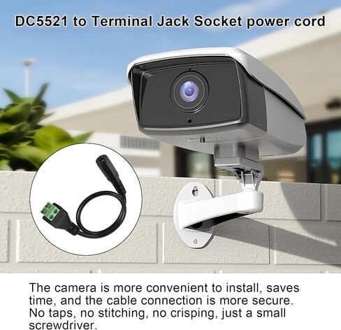 GINTOOYUN 2PCS DC Power Cable,5.5X2.1mm DC Female Plug to Terminal Connector Jack Socket Adapter Power Cable 22AWG for CCTV Security Camera,DVR,LED Strip Light Etc (1x Terminal Screwdriver) in Saudi Arabia