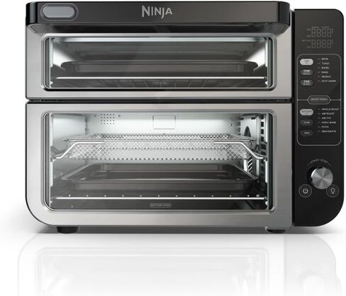 Ninja Countertop Oven Double Stack XL & Air Fryer with Pro Cook System, 12-in-1, Flexdoor, FlavorSeal, SMART FINISH with DualZone Technology, Air Fryer, Bake, Broil, Reheat, Stainless Steel, DCT651 in Saudi Arabia
