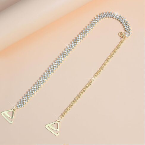 Women Rhinestone Bra Straps Body Chain Rhinestone Shoulder Straps for Dresses Fashion Crystal Shoulder Strap Chain for Bridal Wedding Body Jewelry Accessories in Kuwait