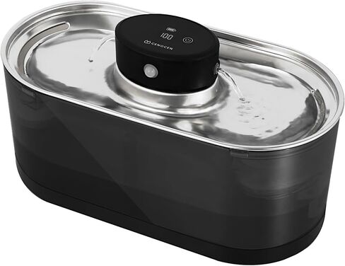 Battery Operated Cat Water Fountain Stainless Steel, 3.0L/101oz Wireless Pet Water Fountain for Multiple Cats Inside, Drinking Dispenser with Quiet Pump, White, BPA-Free with 6 Filters in Saudi Arabia