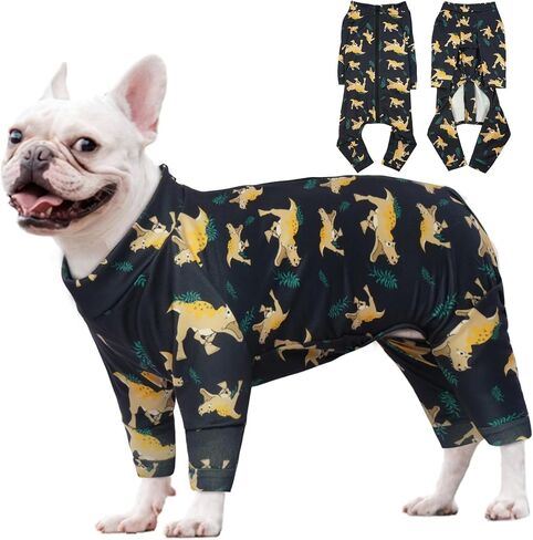 Dog Pajamas, Dog Pjs for Medium Size Dog, Christmas Dog Pajamas Stretchy Dog Onesie, Dog Jumpsuit Bodysuit, Dog Surgery Recovery Suit Anti Licking & Anxiety Calming Dog Clothes French Bulldog M in Saudi Arabia