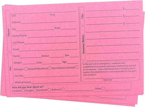 Gray Dog Grooming Client Cards 4X6 (100 Pack, 4 X 6 Inches) Client Information Clip Cards for Pet Groomer, Kennels, and Veterinarians in Saudi Arabia