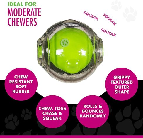 Chase 'n Chomp Amazing Squeaker Ball Toy for Pets, Clear, 2.5 Inch in Saudi Arabia