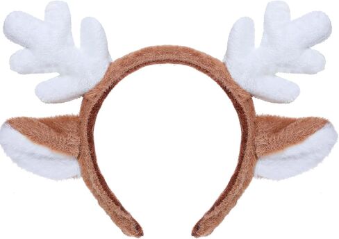Christmas Reindeer Antlers Headband, Cute Xmas Deer Ear Head Accessories, Fluffy Realistic Deer Antlers Headband in Saudi Arabia