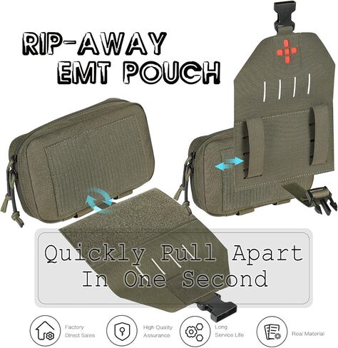 Ifak Pouch-Rapid Deployment Tactical MOLLE Trauma Kit Pouches, Quick Release Tear-Off Medical First Aid Kit Organiser with Red Immediate Identify for Emergency Surviva Activities. in Saudi Arabia