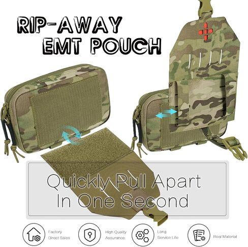 Ifak Pouch-Rapid Deployment Tactical MOLLE Trauma Kit Pouches, Quick Release Tear-Off Medical First Aid Kit Organiser with Red Immediate Identify for Emergency Surviva Activities. in Saudi Arabia