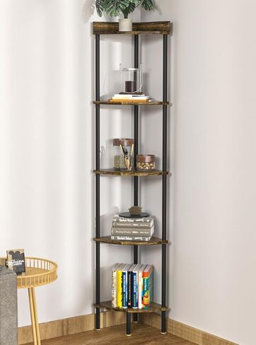 Nidouillet 5-Tier Stand Corner Shelf with Drawer, Corner Display Shelf, Wall Corner Multi Unit Organizer, for Living Room&Bedroom&Bathroom&Kitchen, 65inch in Saudi Arabia