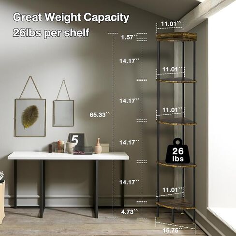 Nidouillet 5-Tier Stand Corner Shelf with Drawer, Corner Display Shelf, Wall Corner Multi Unit Organizer, for Living Room&Bedroom&Bathroom&Kitchen, 65inch in Saudi Arabia
