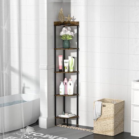 Nidouillet 5-Tier Stand Corner Shelf with Drawer, Corner Display Shelf, Wall Corner Multi Unit Organizer, for Living Room&Bedroom&Bathroom&Kitchen, 65inch in Saudi Arabia