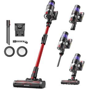 Ultenic Cordless Vacuum Cleaner, 550W Powerful Suction with Bendable Wand, Anti-Tangle Brush, 60Mins Runtime, Green Light, LED Display, Stick Vacuum Cleaner for Hard Floor/Carpet/Pet Hair, U16 Flex