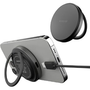 MAGEASY MagPad Kickstand Wireless Charger - MagSafe-Compatible Charger for iPhone 15 Pro Max, 15 Plus, 15 Pro, 15, iPhone 14/13/12 Series, with 5FT Removable Long Cable, Adapter Not Included, Black