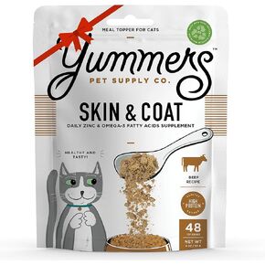 Skin & Coat, Zinc & Omega-3 Fatty Acids Supplement, Beef Recipe, 4 oz. - Yummers Cat Food Toppers - Cat Food Supplement Toppers - Cat Food Topper Supplement for Heart Health - Cat Food Topping