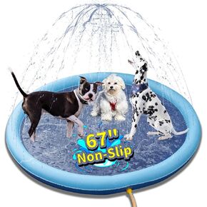 Dog Splash Pad for Large Dogs Heavy Duty, 59 Inch Anti-Slipdog Sprinkler Large Splash Pad for Outside, Dog Pool Splash Pad Pet Summer Outdoor Water Play Toys