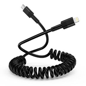 Coiled USB C Cable for Car,5FT USB C to Lighting Cord Fast Charging Cable Retractable Lightning Carplay Cable for iPhone 14 Plus/14 Pro/14Pro Max 13 12 11 Pro Max Mini XR XS 8 7 Plus XR SE iPad iPod