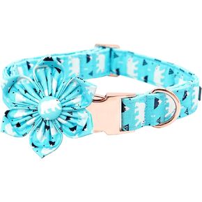 Dog Collar - Rugby with Flower Dog Collar Flower for Dogs Flower Pet Collar Adjustable Dog Collar Girl Boy Dog Collar for Small Dogs