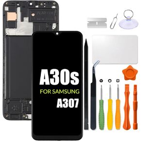 Replacement for Samsung Galaxy A30s LCD Screen with Frame INCELL for Samsung A307 A307F A307FN A307G A307GN A307GT Touch Screen Digitizer Assembly LCD Display with Repair kit(No Figerprint Function)