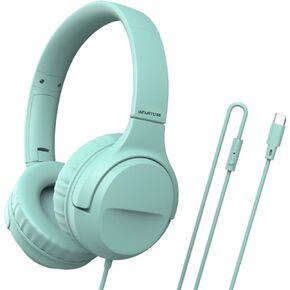 INFURTURE CH3 Kids USB C Headphones for School,Type C Kids Headphones,Wired Boys Girls Headphones with Safe Limiter 94dB,HD Stereo Sound,On/Over Ear Headphones for/Tablet/School/Travel(Green)