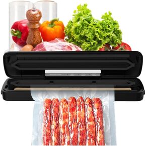 Vacuum Sealer for Food Compact Meal Meat Vacuum Sealer Machine with 10 Seal Bags and Cutter Automatic Vacuum Air Sealing System for Dry Moist Freezer Food Storage