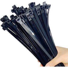 18 Inch Heavy Duty Zip Ties,100 Pcs Black Nylon Cable Ties,0.35" Width Ties with 176 LBS Tensile Strength,Self-Locking Long Tie Wraps Plastic Wire Ties,UV Resistant Zip Ties for Indoor & Outdoor Use